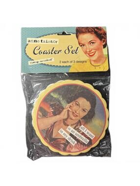 Anne Taintor Vintage Revisited Coaster Set 6 Coasters, 3 Designs NWT